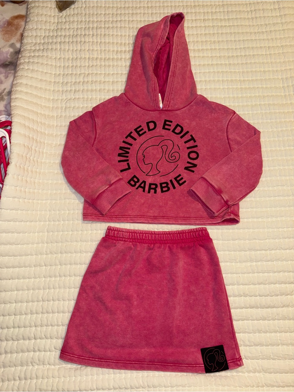 Barbie Pink Graphic Hoodie Crop Top